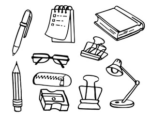 Set of office supply icons vector illustration isolated on white background