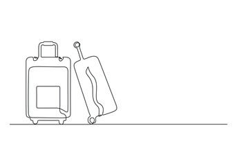 Continuous one line drawing of travel bag luggage isolated on white background vector illustration 