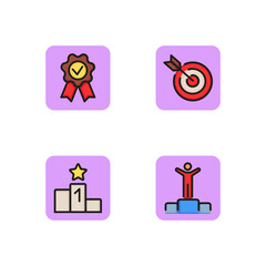 Success line icon set. Award of honour, first place, winner and achieving goal. Triumph and achievements concept. Vector illustration for web design and apps