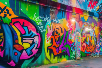 colorful graffiti art design bright background