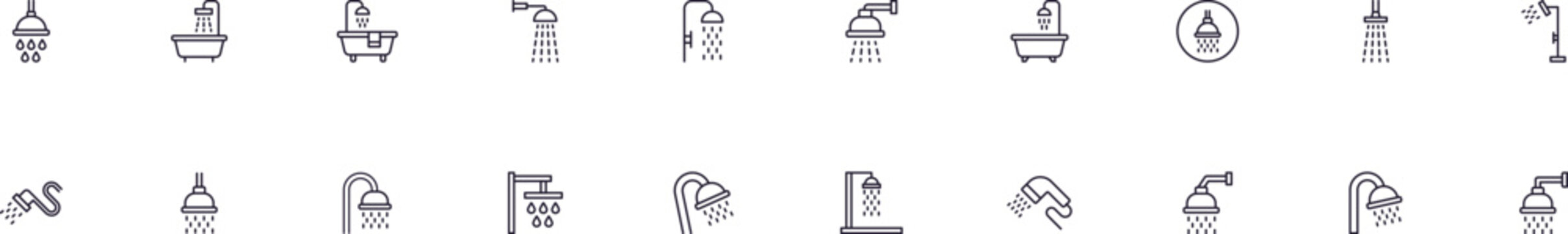 Collection of thin vector images of shower for web sites, newspapers, articles book