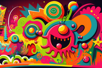 colorful graffiti art design bright background