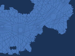 Portolan map, two continents and a sea