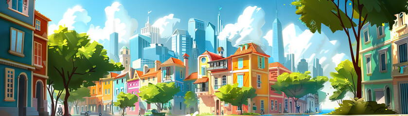 Obraz premium Cultural Diversity: Focus on neighborhoods with diverse architecture, languages, and cultures, showcasing the city's multicultural identity