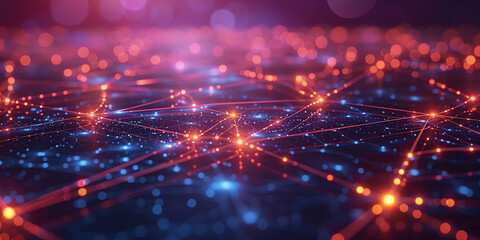 Fototapeta premium Colorful Bokeh connected lines abstract background