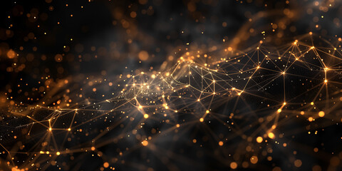 Colorful Bokeh connected lines abstract background