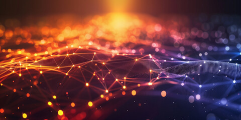 Obraz premium Colorful Bokeh connected lines abstract background