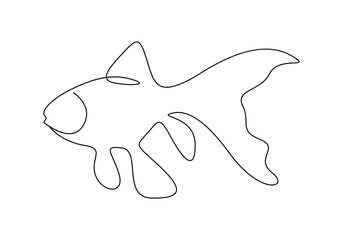 Continuous one line drawing of goldfish isolated on white background vector illustration 