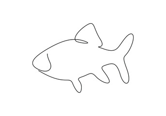 Continuous one line drawing of goldfish isolated on white background vector illustration 
