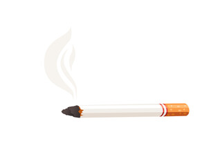 Burning nicotine cigarette vector illustration isolated on white background