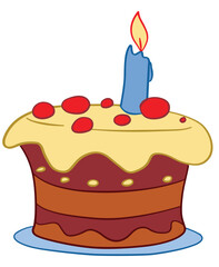 A birthday cake isolated on white background
