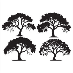 Set of plant and tree silhouette