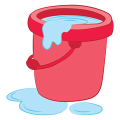 Bucket with water isolated on white background