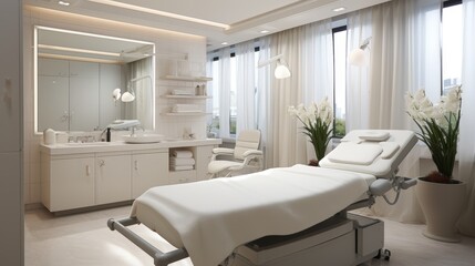 Dermatology and beauty clinic treatment Interior decoration for VIP customers by expert dermatologists. Beauty salon, spa, massage with equipment to to help relax, physiotherapy, relaxing massage...