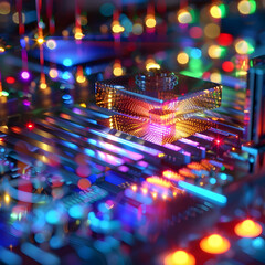 Captivating Quantum Powered Digital Landscape Glowing Neon Geometric Patterns Illuminating the Future of Navigation