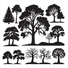 Set of plant and tree silhouette
