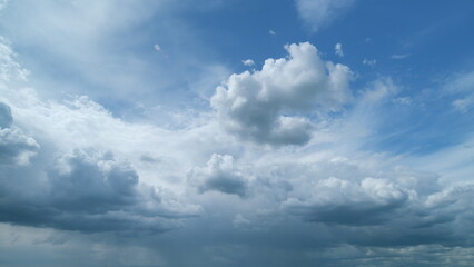 Dramatic dark blue thunderclouds. Dark stormy sky with rainy clouds. Typhoon sky. Timelapse.