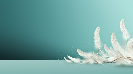 White feathers on a blue background, perfect for a minimalist design.