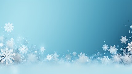 Abstract winter background with snowflakes and a blue gradient.