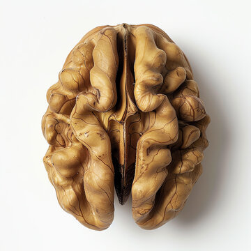 Close-Up of Walnut Kernel on White Background