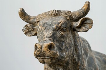 Bull statue isolated on white, high quality, high resolution