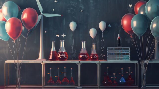 Graduation backdrop with balloons for since , gratulation background 