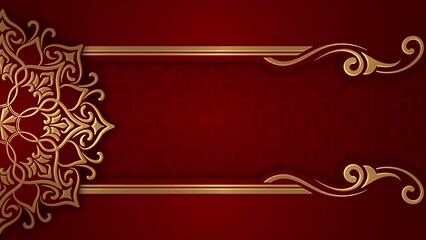 Motion pictures, luxury red background, with gold floral ornaments creeping