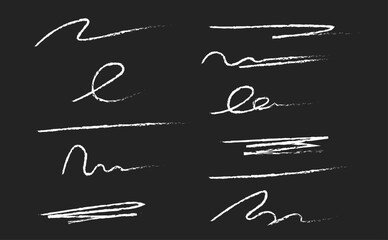 Crayon brush stroke. Chalk pen highlight stroke. Vector hand drawn brush underline, White chalk vector illustration