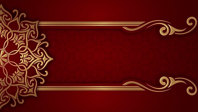 Motion pictures, luxury red background, with gold floral ornaments creeping - Powered by Adobe