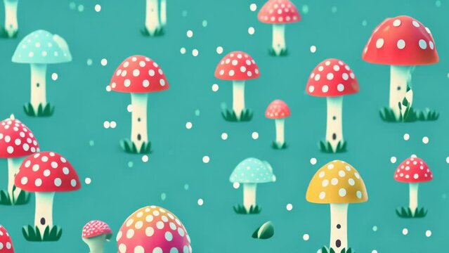 mushroom pattern animation light background motion design