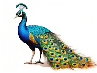 Obraz premium Peacock bird isolated on white background