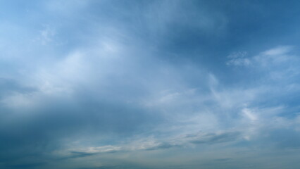 Clouds with blue light blue sky in horizon. No birds and free of defects. Cloudscape nature...