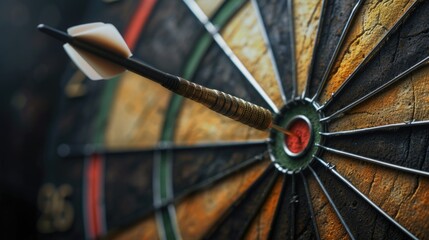 Bullseye Achievement in Dart Game Close-Up