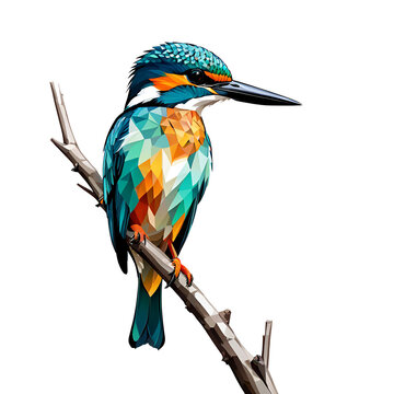 recommend clip art: PNG format kingfisher on branch transparent background created using generative AI tools