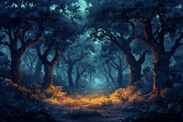 Witches' night haunted forest night, high quality, high resolution