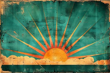 Digital image of retro comic sunburst backgrounds blue with horizontal lines and stylized shape