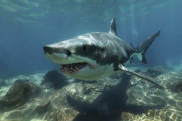 Digital artwork of shark oceanography in asia, high quality, high resolution
