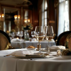 Fototapeta premium fine dining restaurant dining expensive golden hour