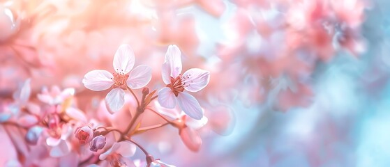 Delicate Spring Blossoms in Pastel Tones with Copy Space - High Quality Photography