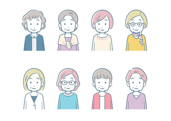 シニア女性　アイコン　パステルカラー