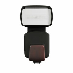 a flash camera with a light on it's body