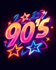 90's theme background in neon colors design