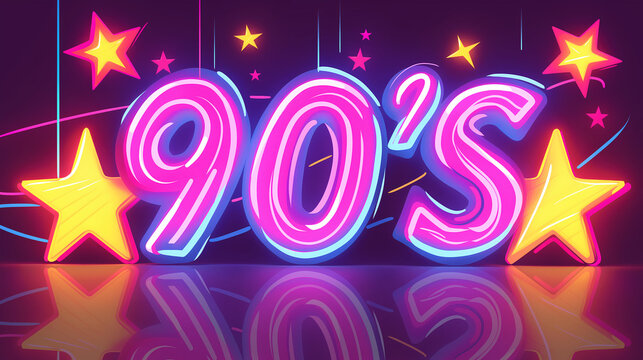 90's theme background in neon colors design