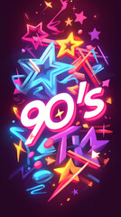 90's theme background in neon colors design