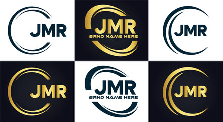 Obraz premium JMR logo. J M R design. White JMR letter. JMR, J M R letter logo design. J M R letter logo design in FIVE, FOUR, THREE, style. letter logo set in one artboard. J M R letter logo vector design.