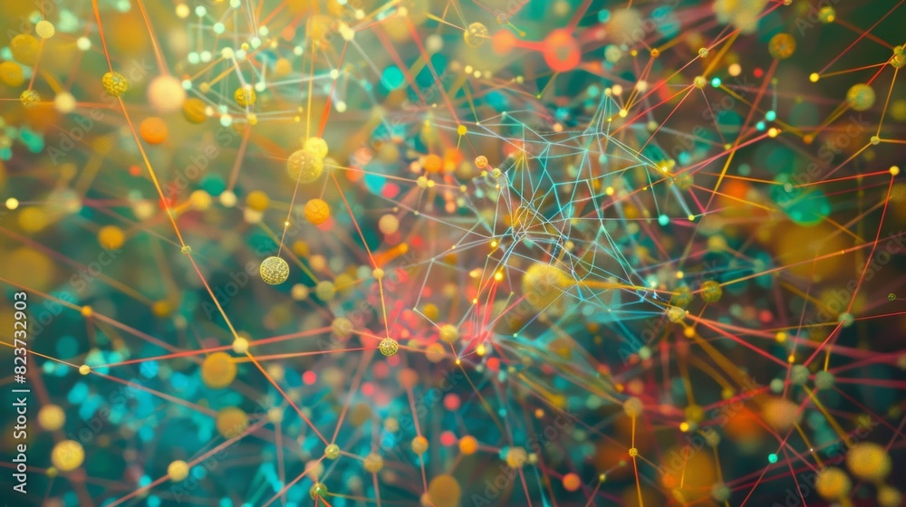 Poster A holographic projection of a massive global network of interconnected data nodes, pulsating with vibrant colors.