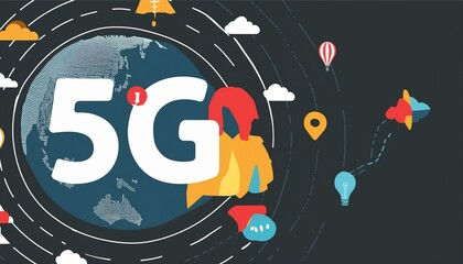 Background image shows a 5G global network tech