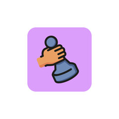 Icon of moving pawn. Chess, game, strategy. Creativity concept. Can be used for topics like management, leisure, business