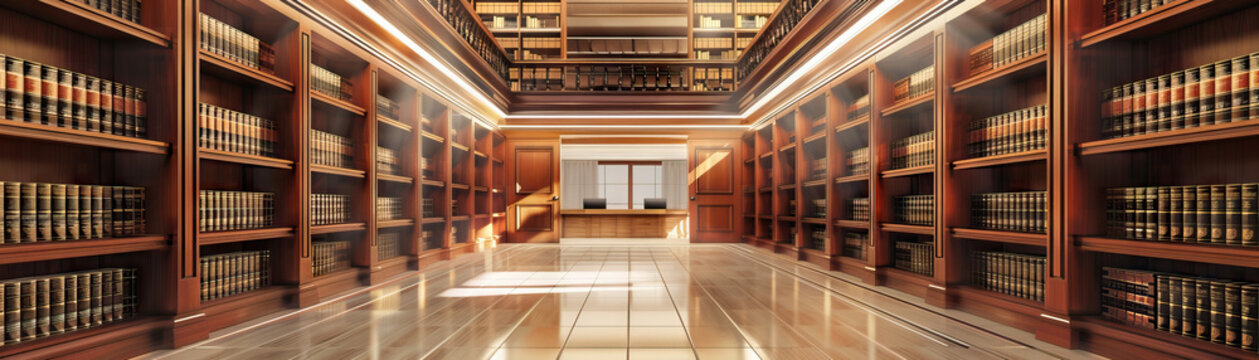 Law Firm Office Floor: Displaying legal books, conference rooms, lawyer's offices, and paralegals working