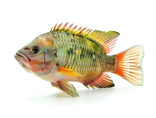 Fototapeta premium Tilapia fish isolated on white background.